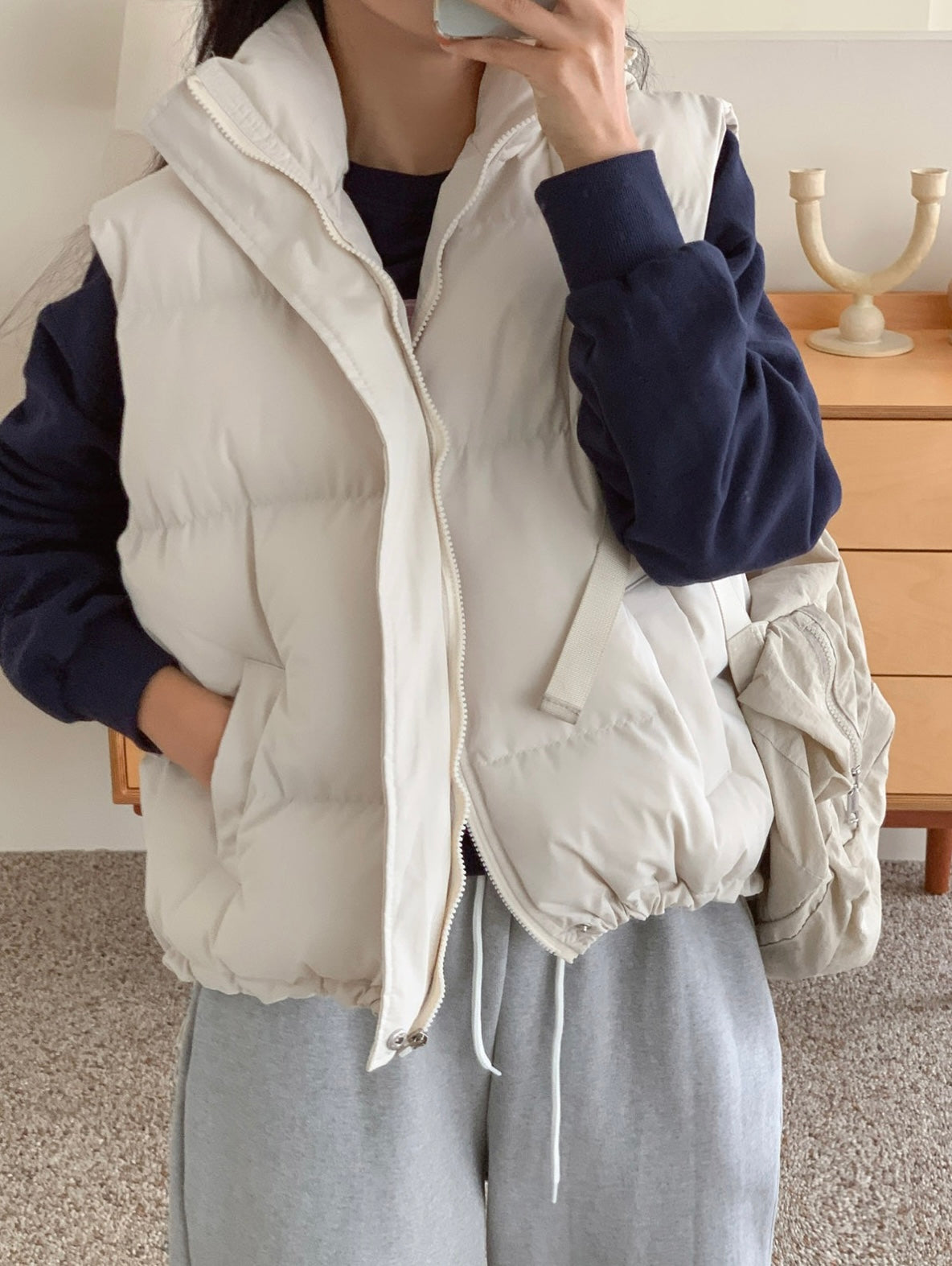 韓國丨High Neck Padding Vest
