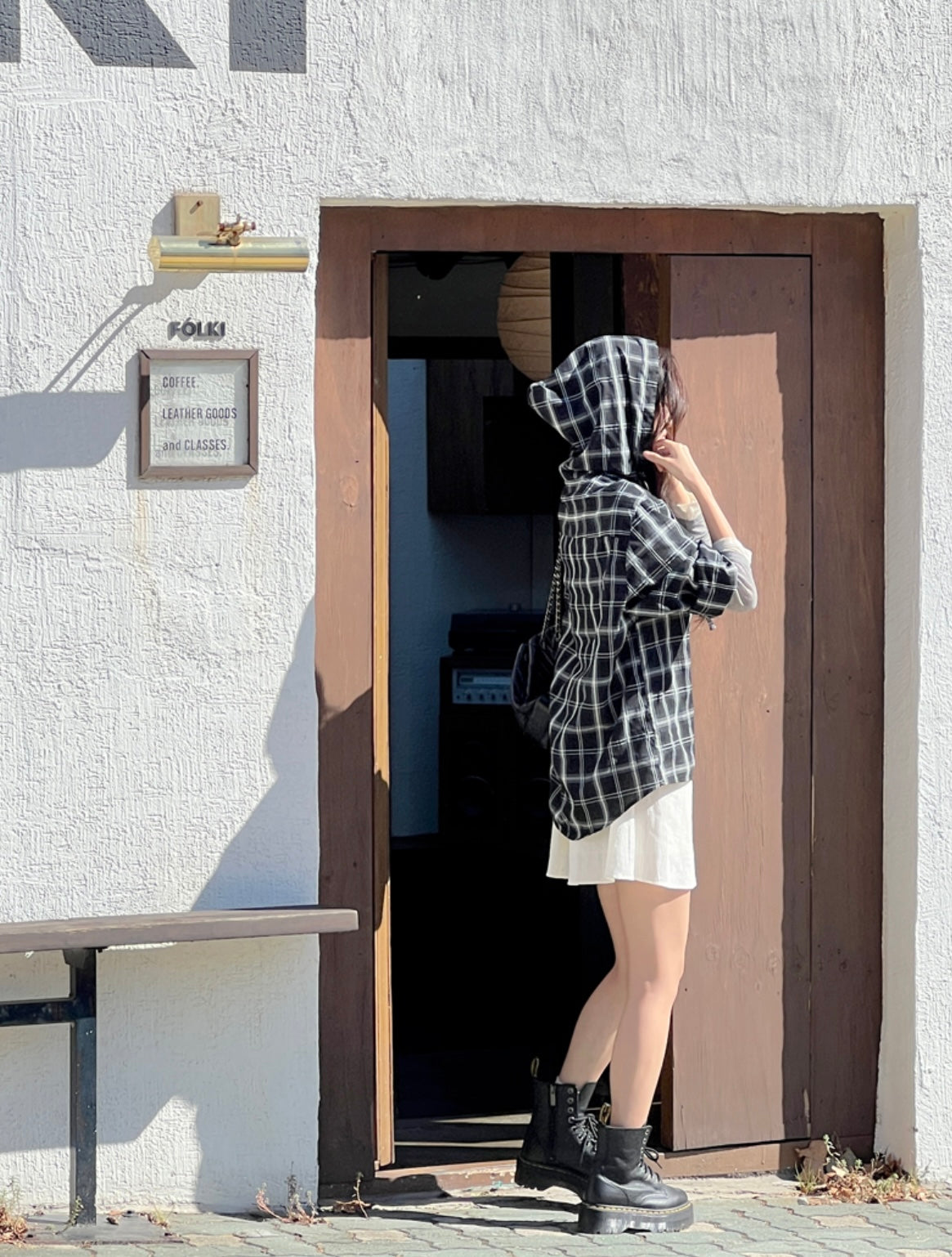 韓國丨格紋連帽襯衫