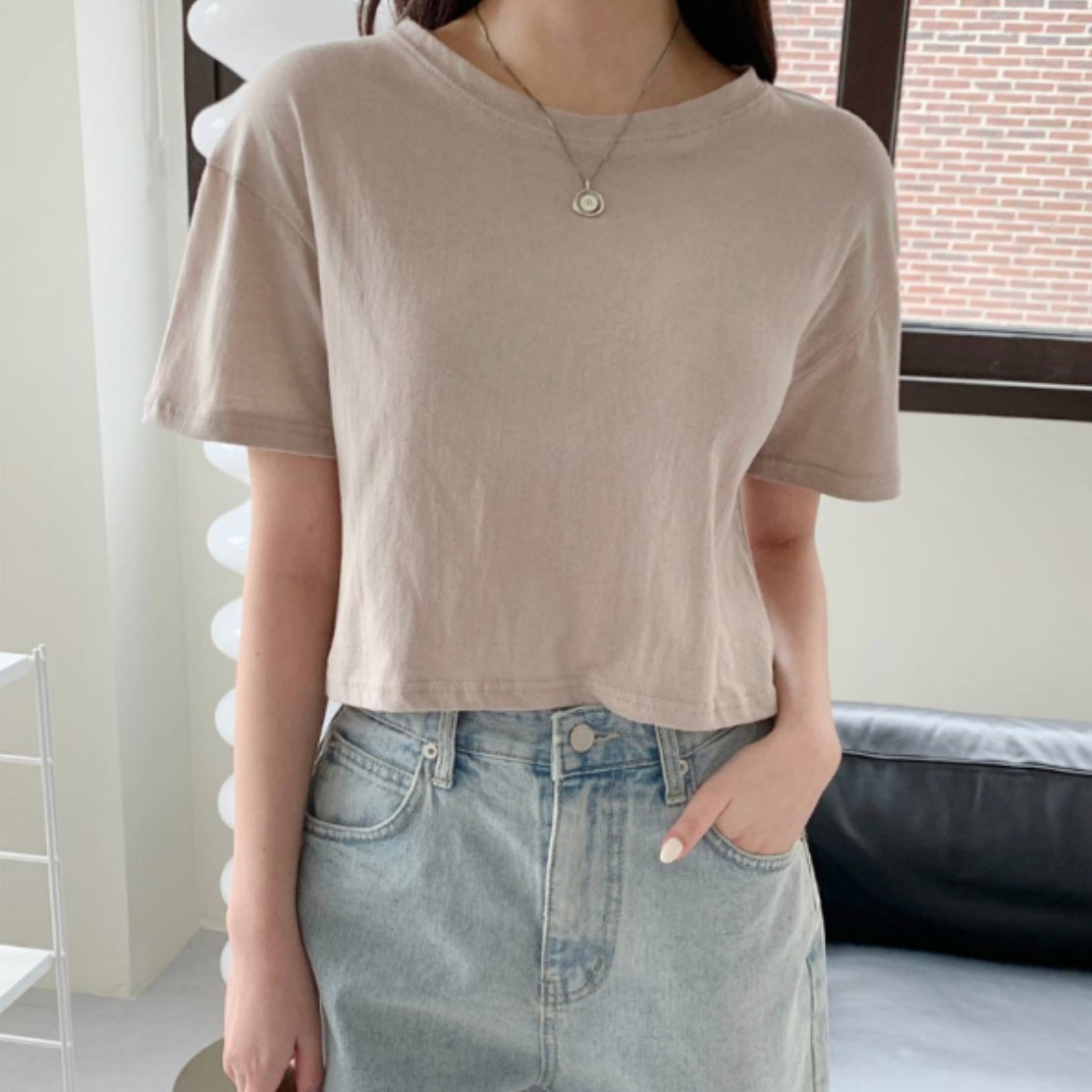 韓國丨日常短款純色TEE