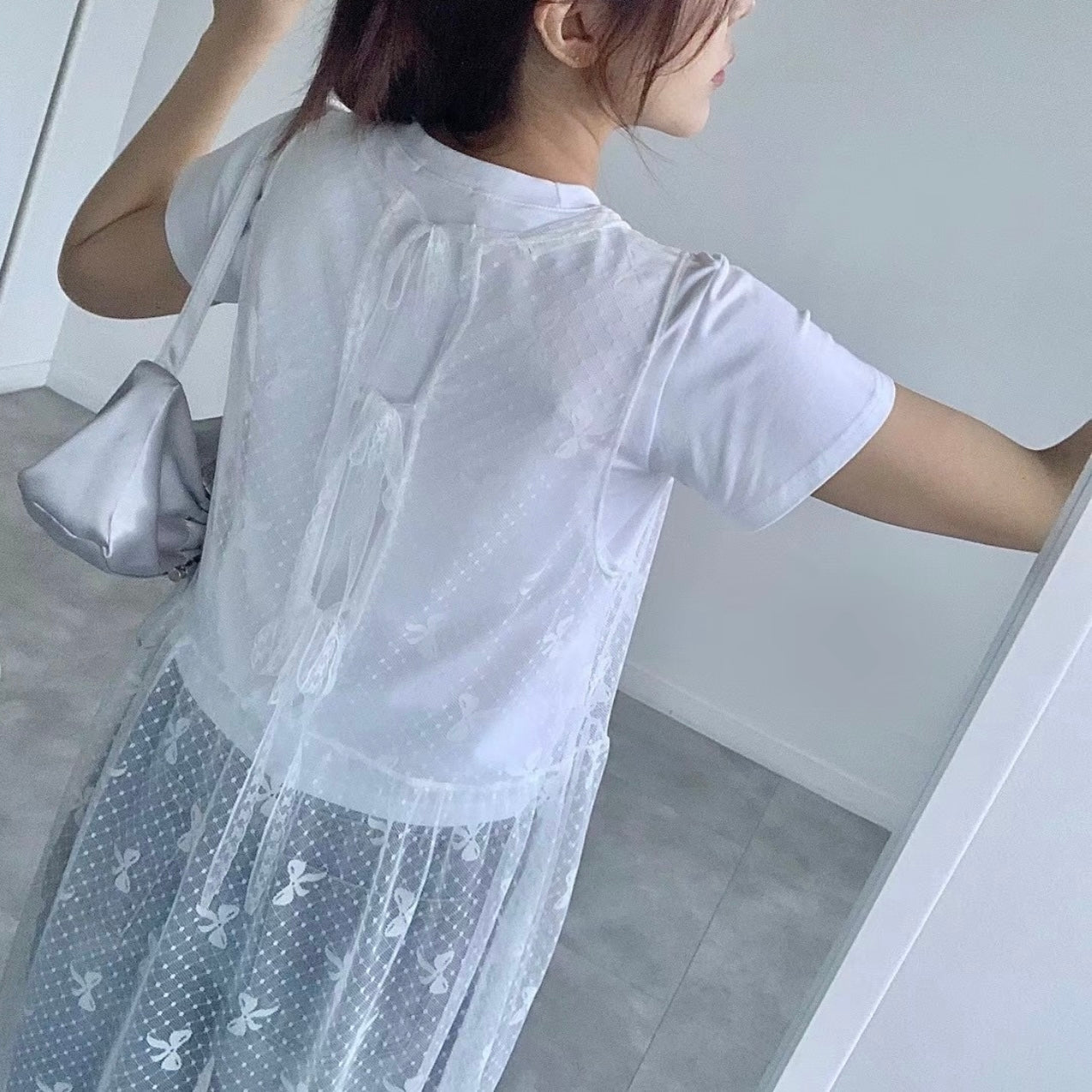 韓國丨LACE綁帶網紗裙