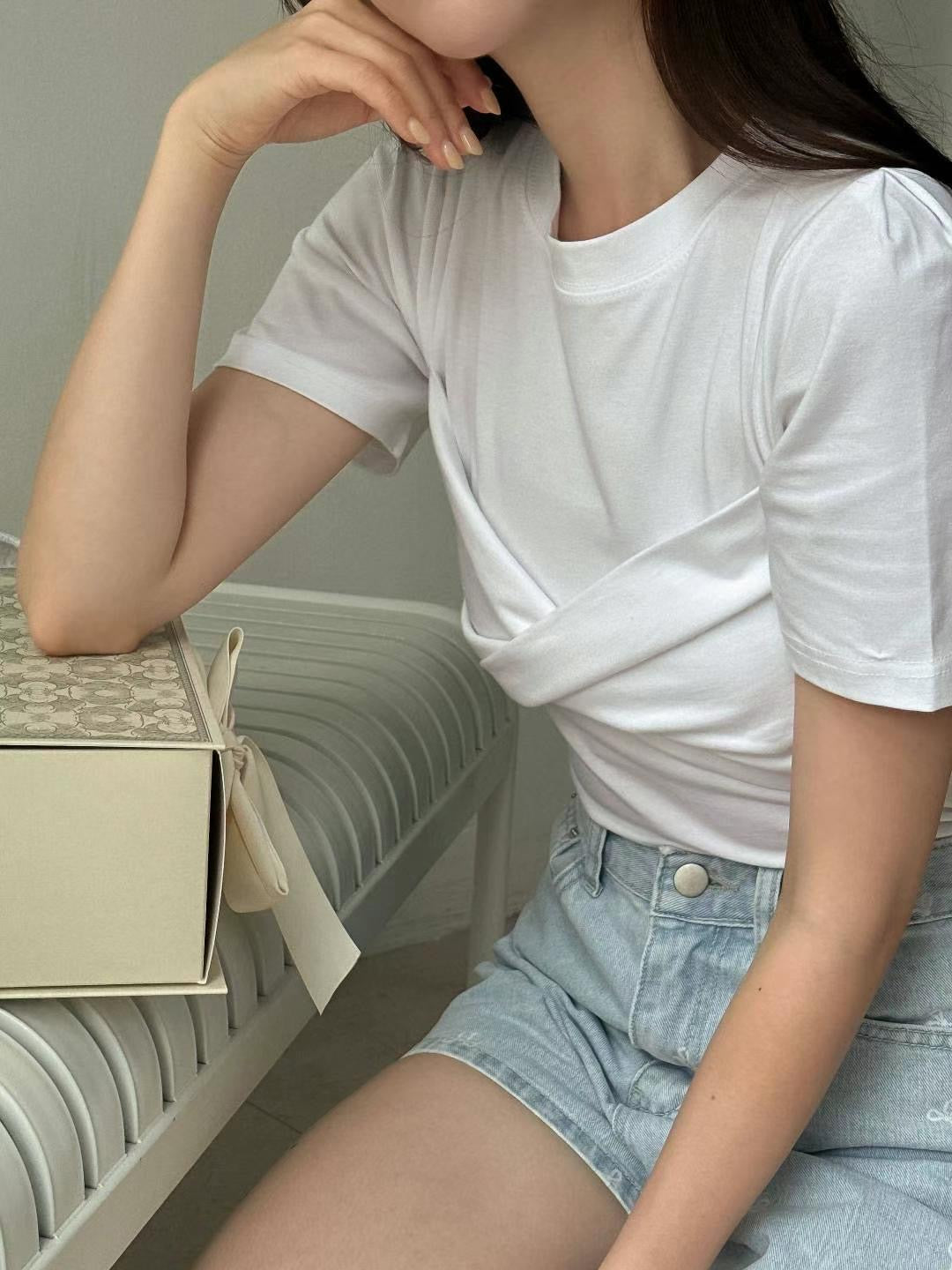 韓國丨純色扭結TEE