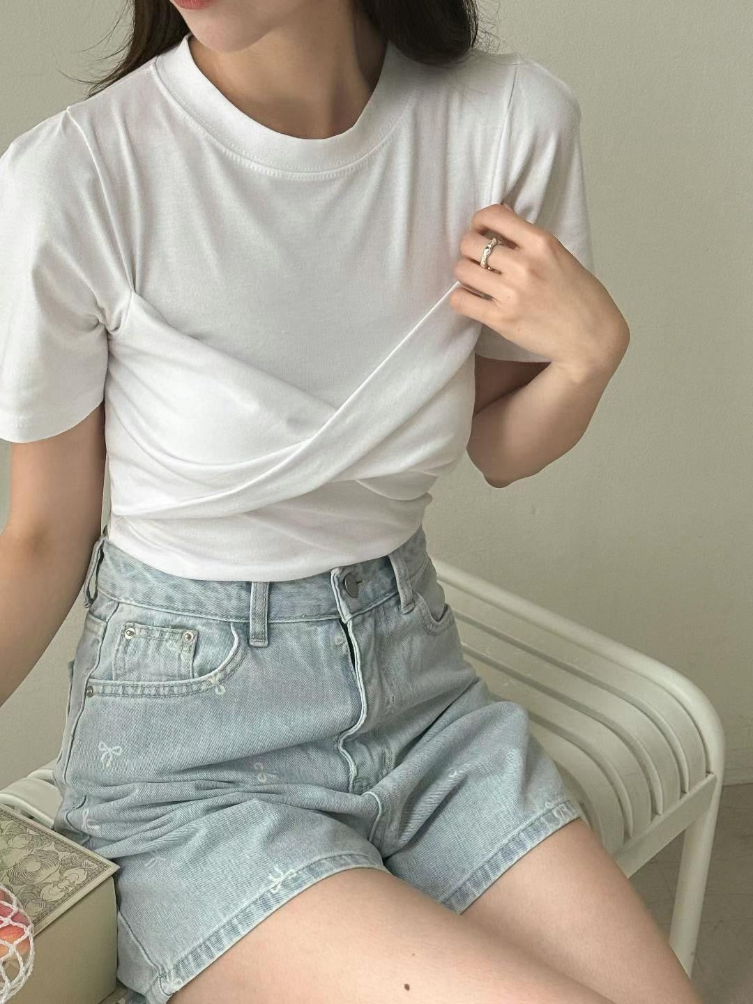 韓國丨純色扭結TEE