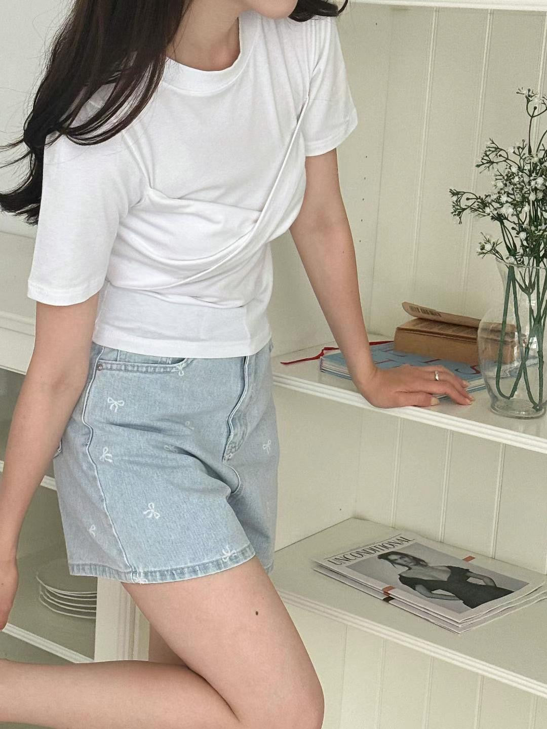 韓國丨純色扭結TEE