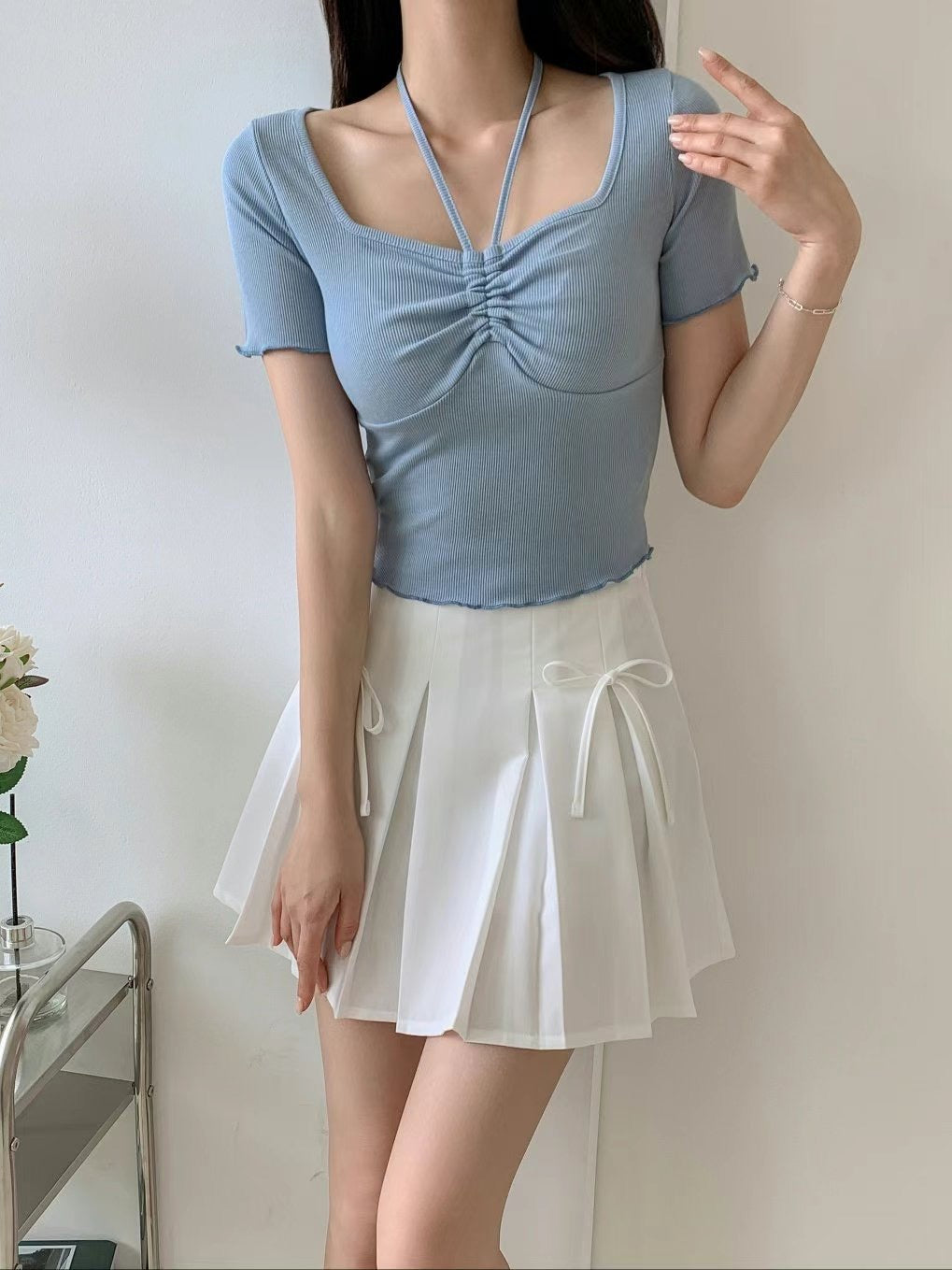 韓國丨2 WAYS修身綁帶TOP