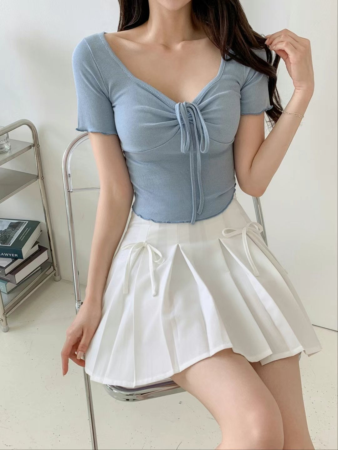 韓國丨2 WAYS修身綁帶TOP