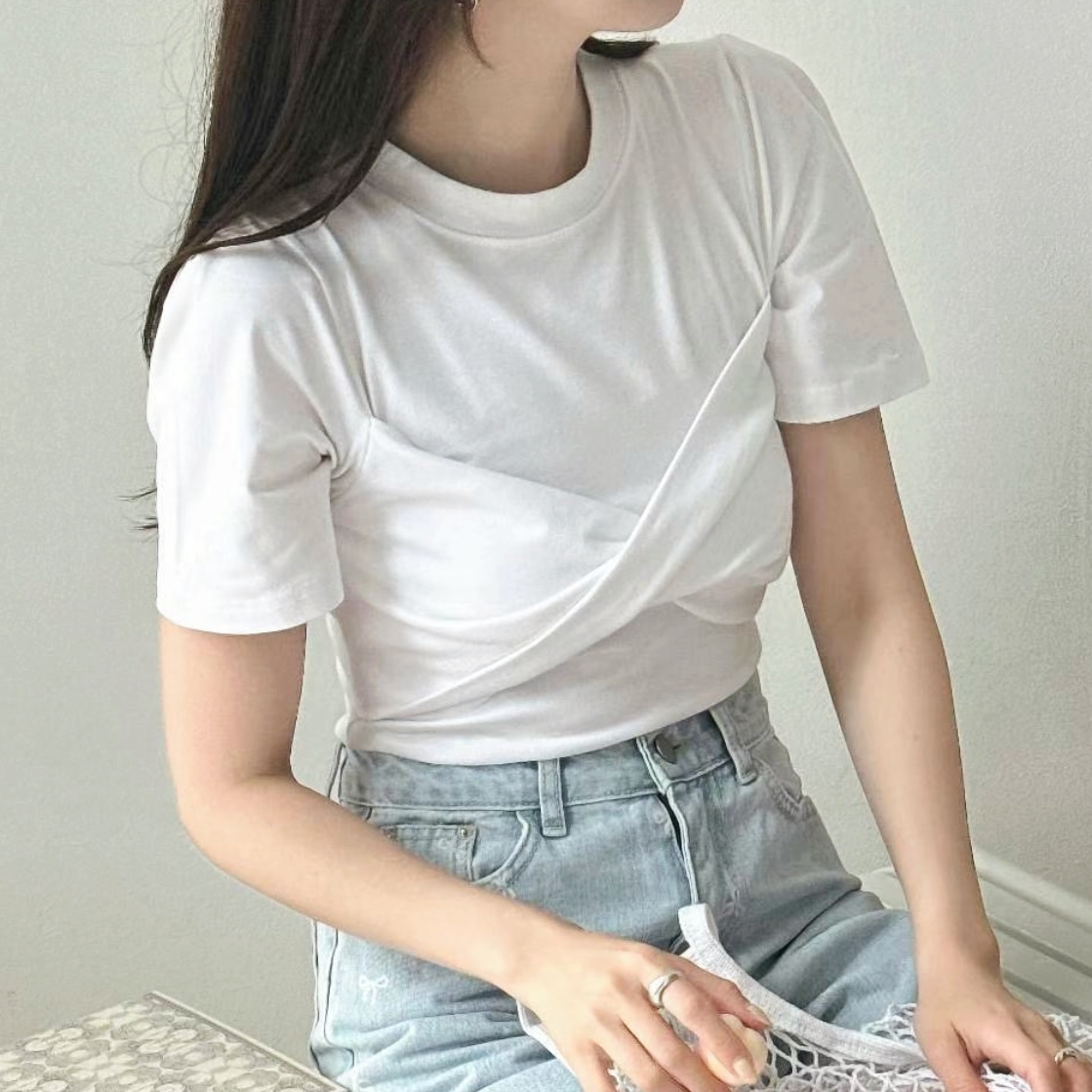韓國丨純色扭結TEE