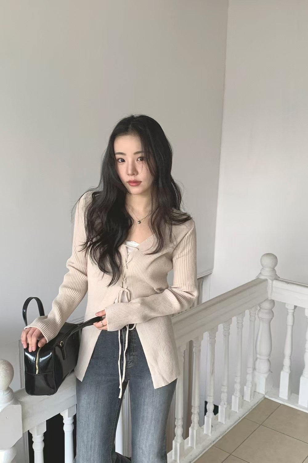 韓國丨直紋交叉綁帶TOP