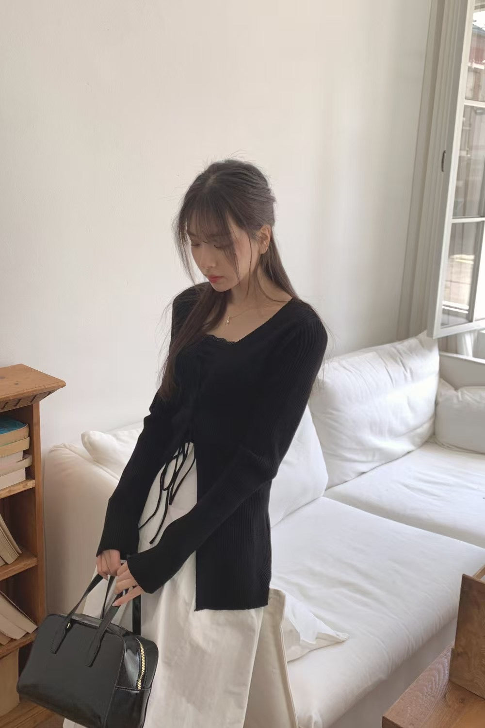 韓國丨直紋交叉綁帶TOP