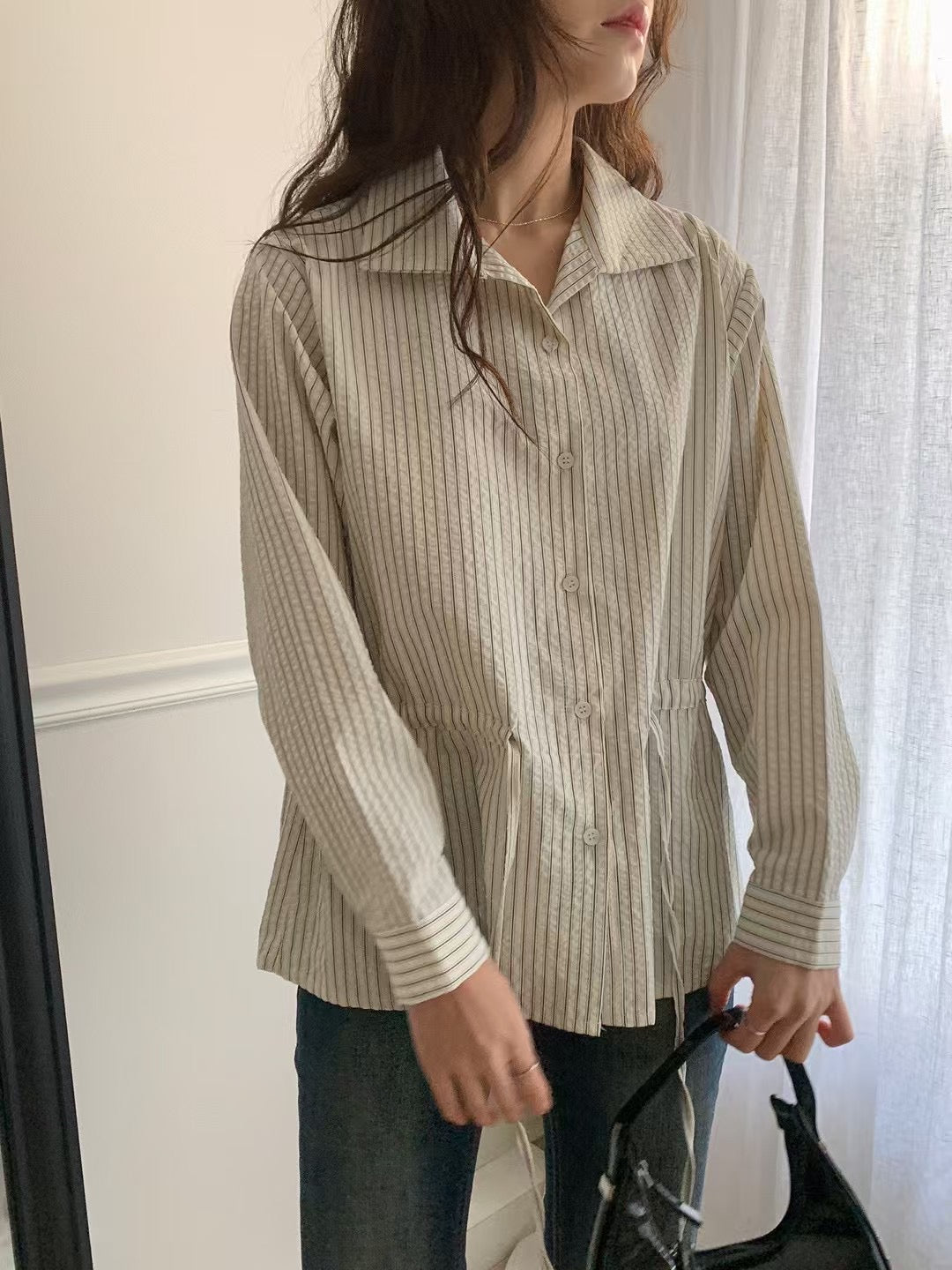 韓國丨直紋鈕扣綁帶BL