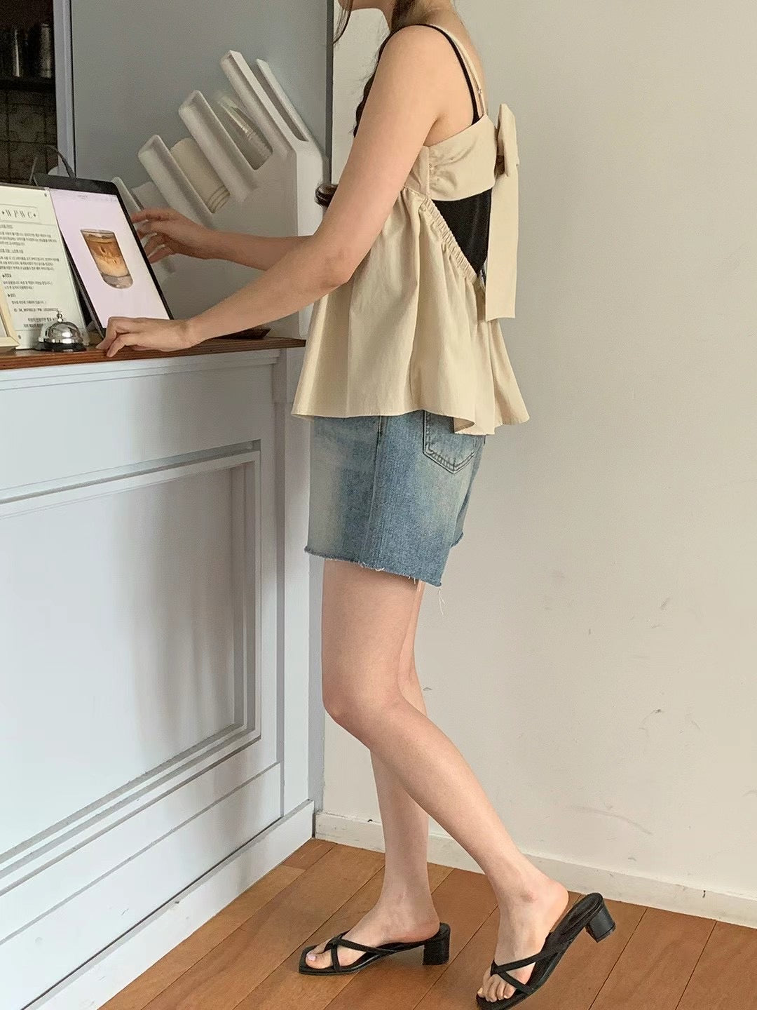 韓國丨純棉後蝴蝶結背心