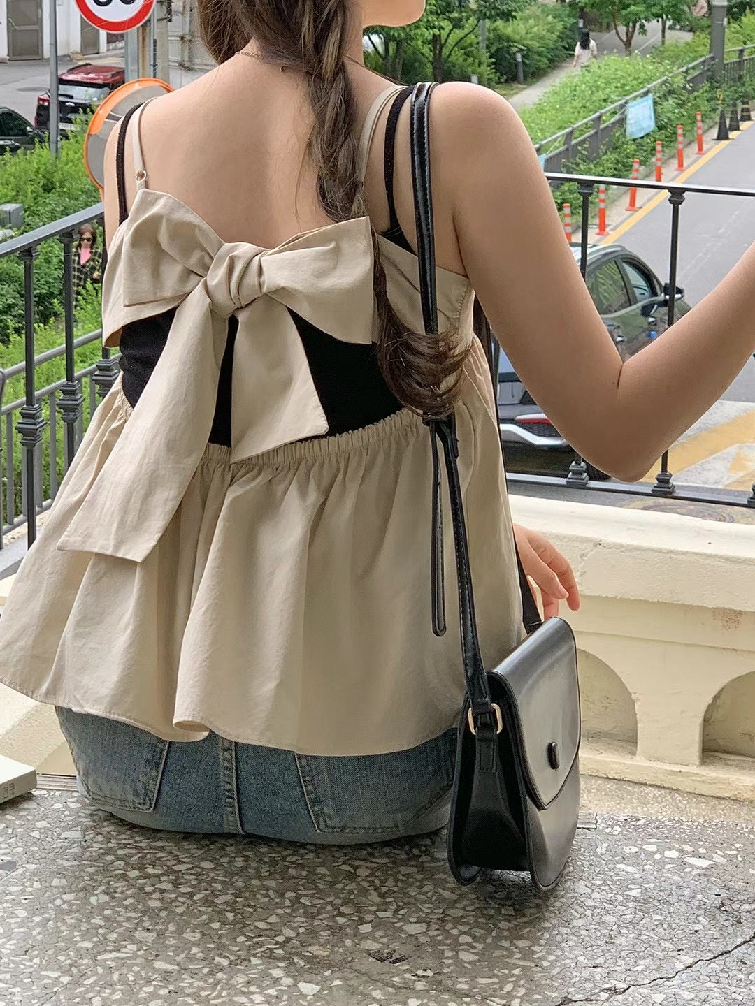 韓國丨純棉後蝴蝶結背心