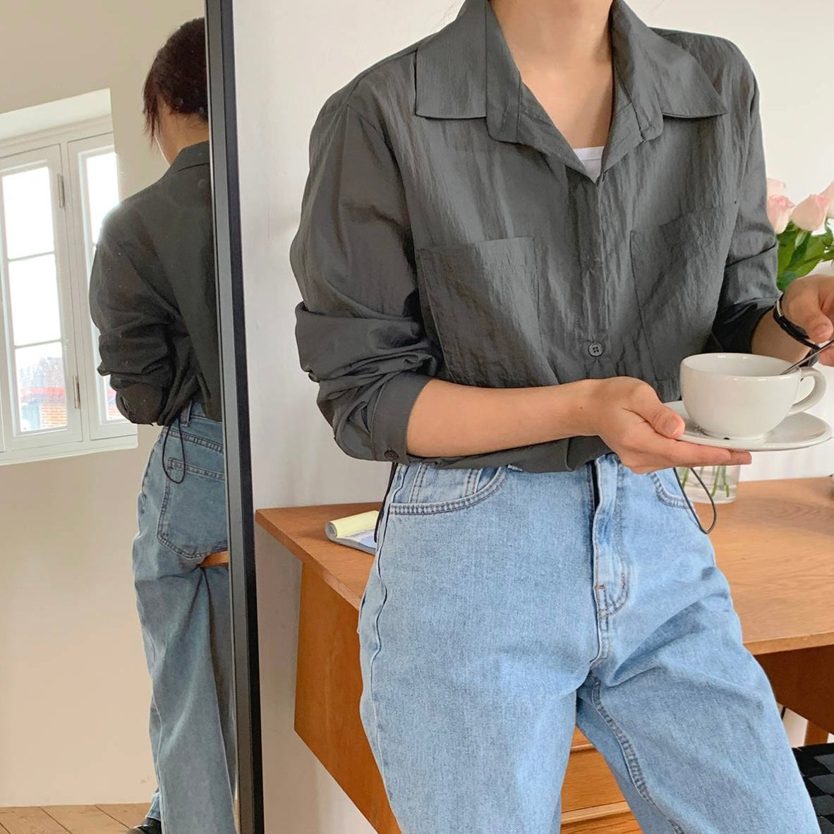 韓國丨V-NECK COLLAR SHIRT