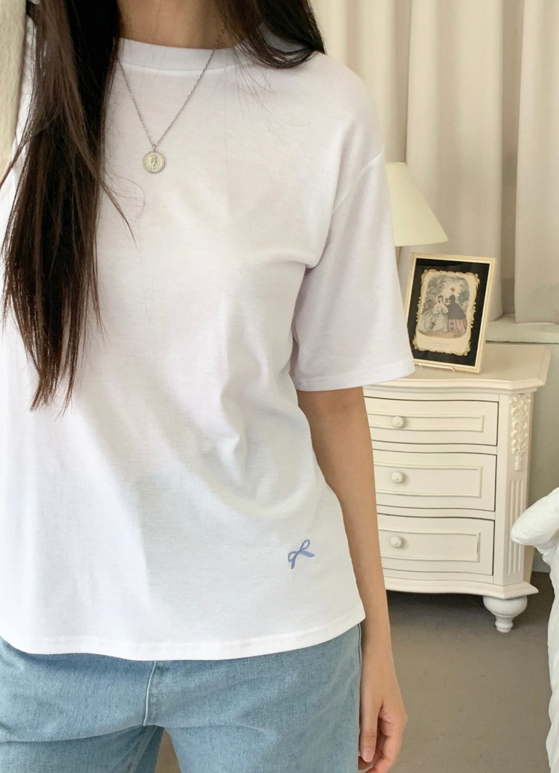 韓國丨蝴蝶結刺繡TEE