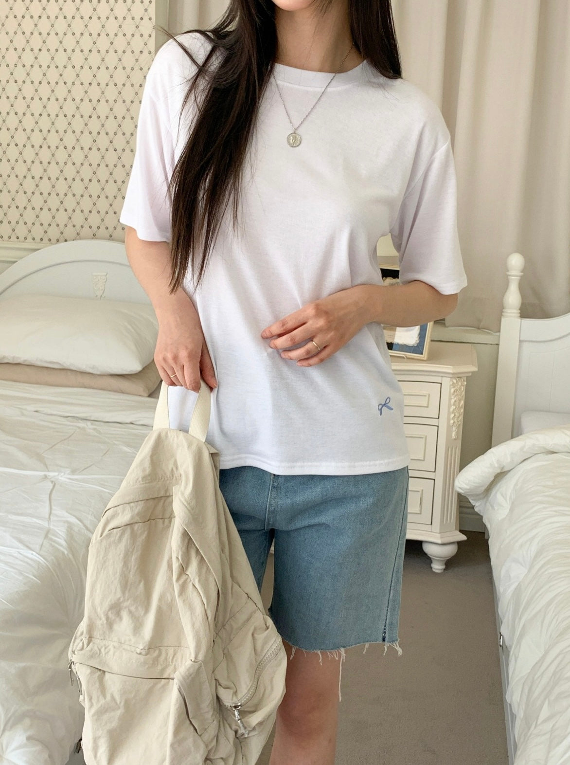 韓國丨蝴蝶結刺繡TEE