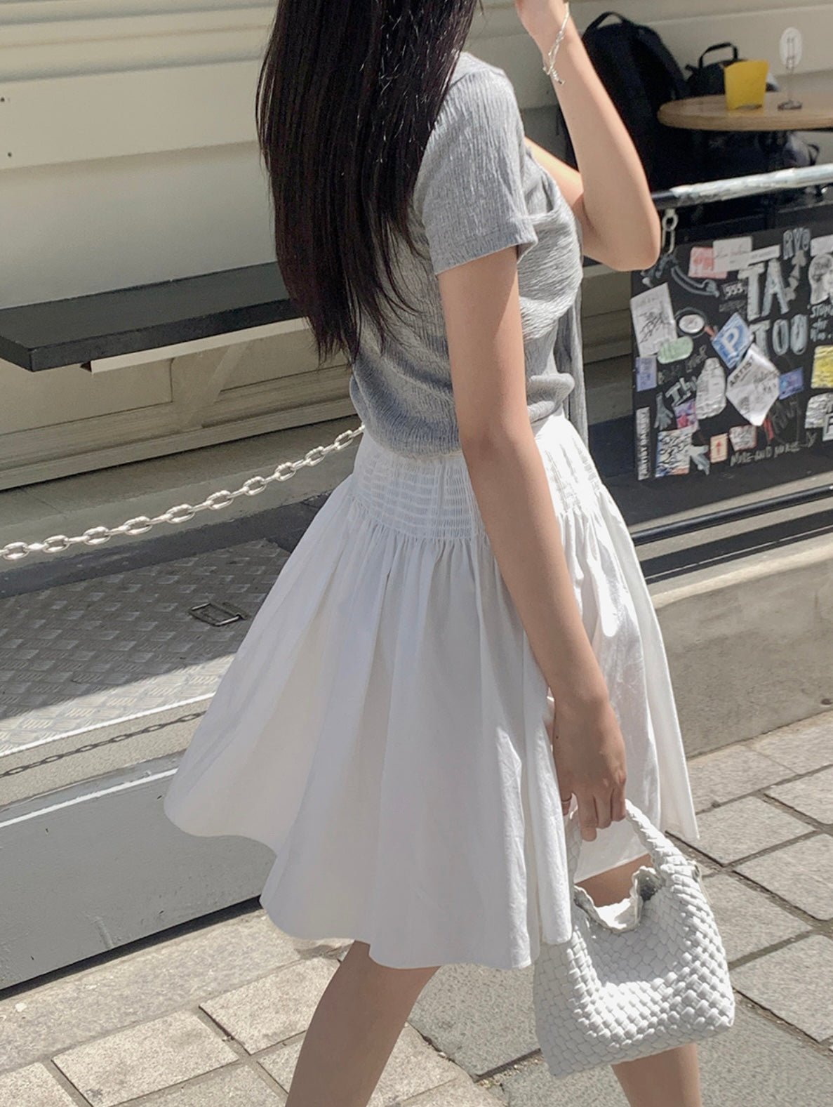 韓國丨純棉喇叭中長裙