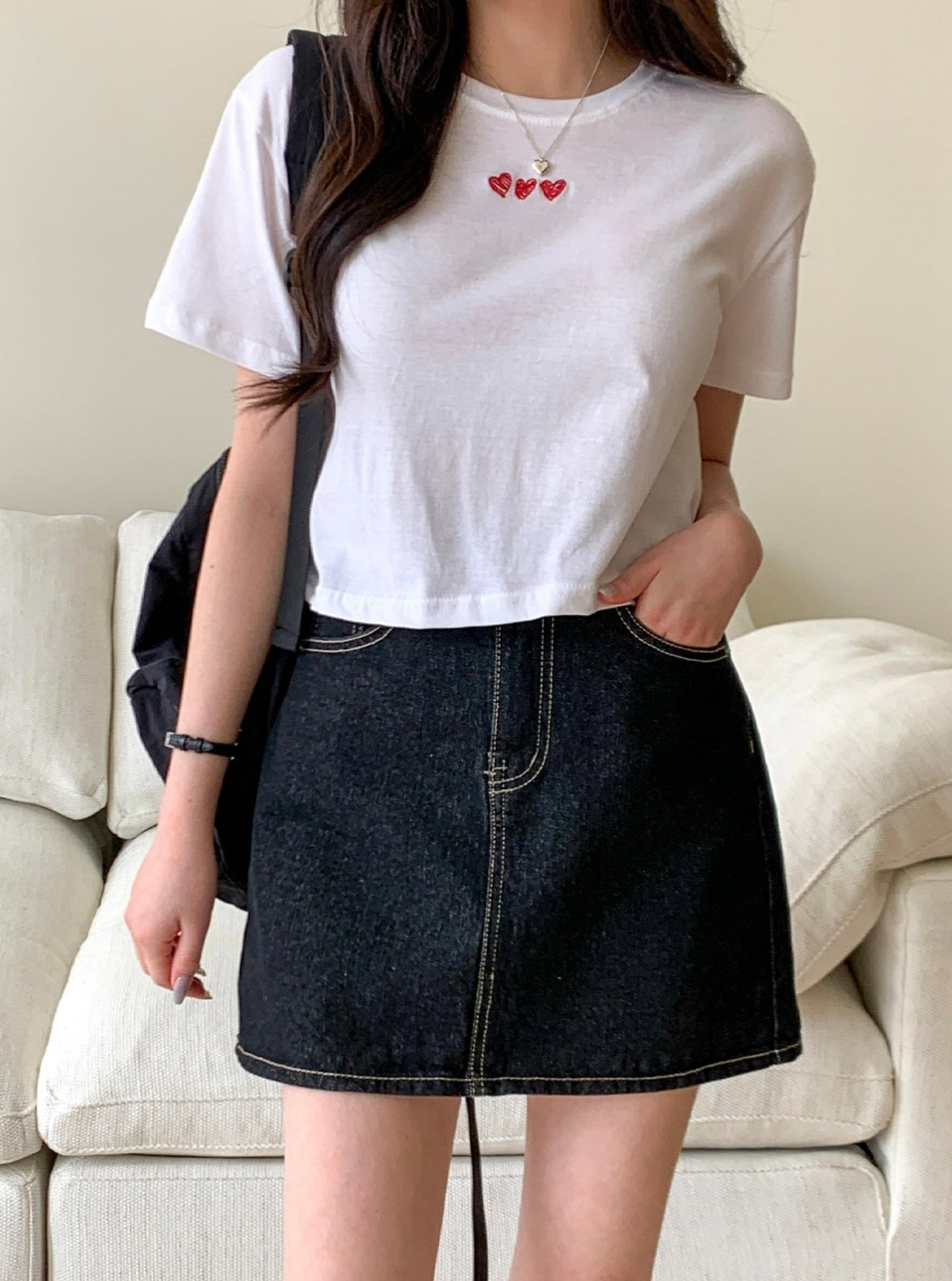 韓國丨HEART CROP TEE