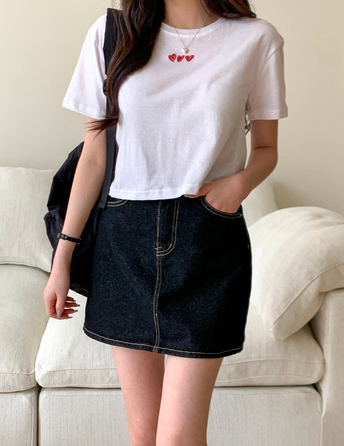 韓國丨HEART CROP TEE