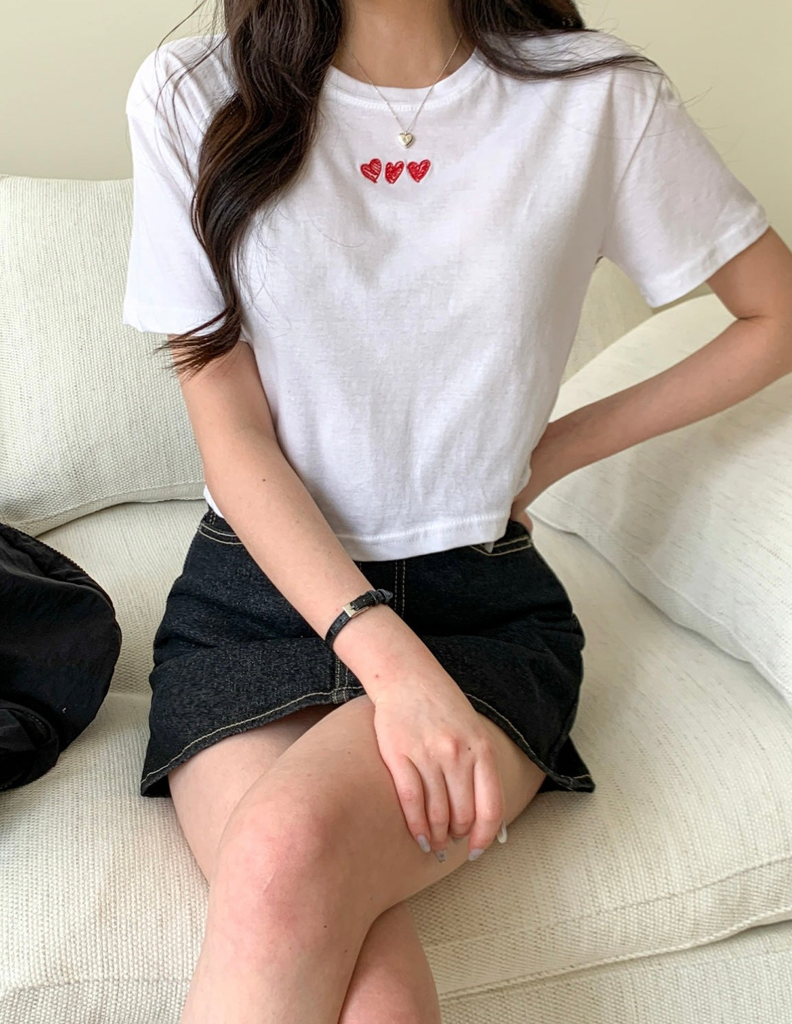 韓國丨HEART CROP TEE
