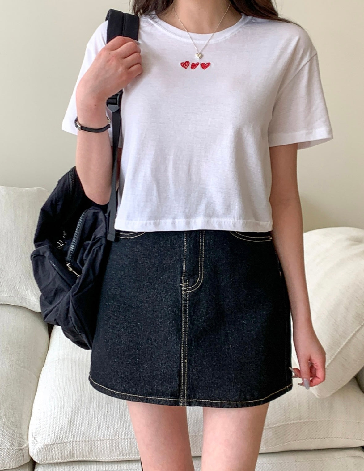 韓國丨HEART CROP TEE
