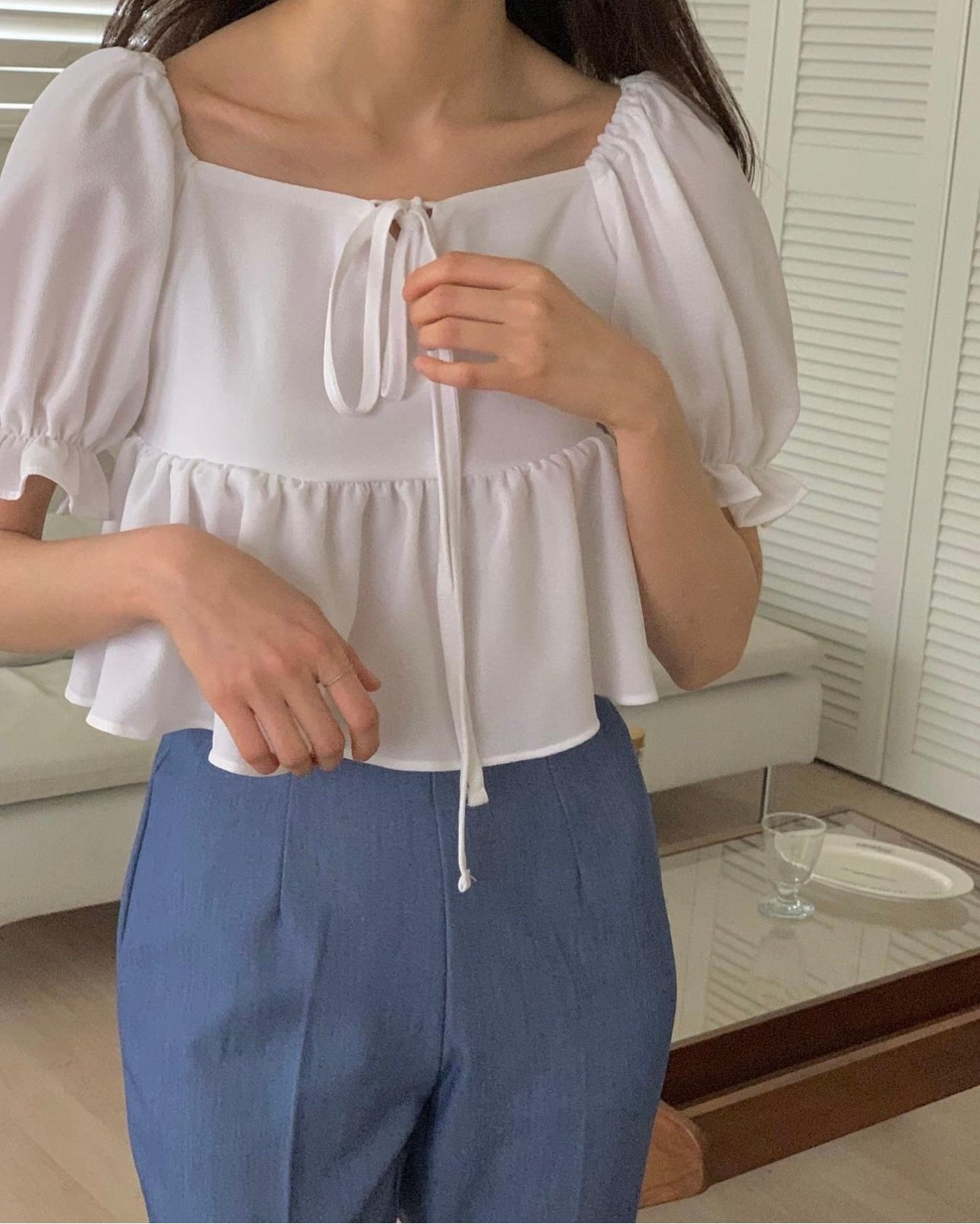 韓國丨薄款微喇叭西褲