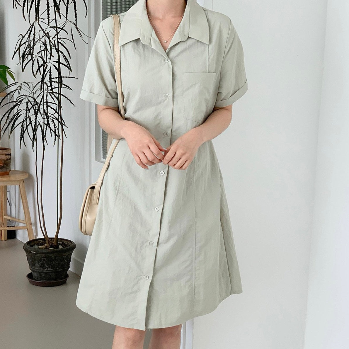韓國丨COLLAR STRING DRESS