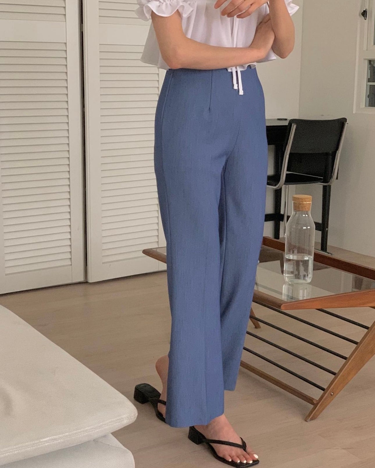 韓國丨薄款微喇叭西褲
