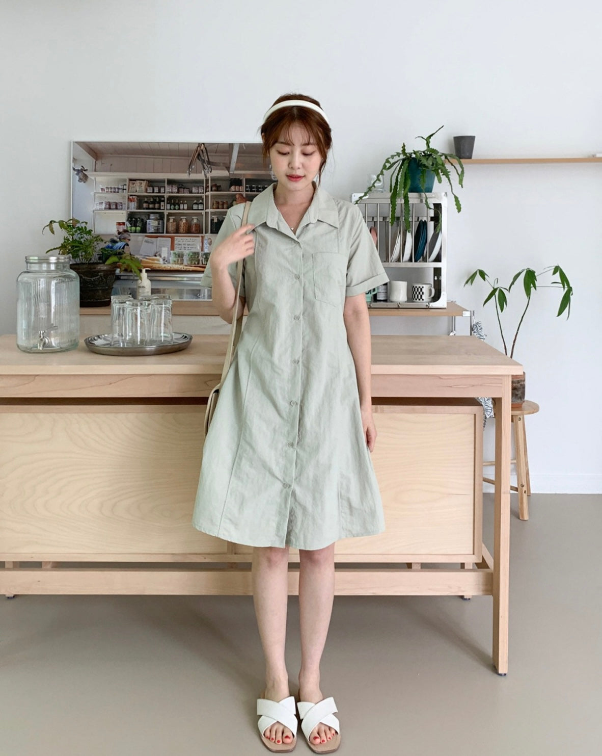 韓國丨COLLAR STRING DRESS