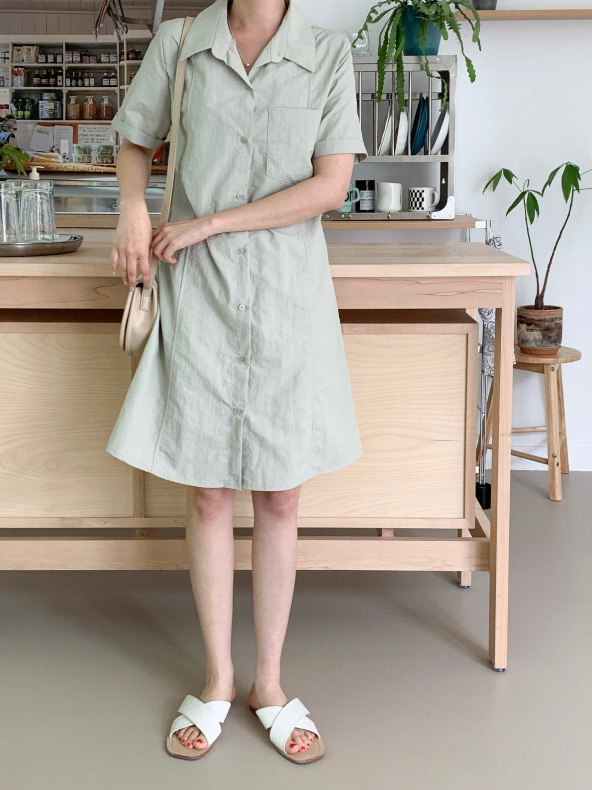 韓國丨COLLAR STRING DRESS