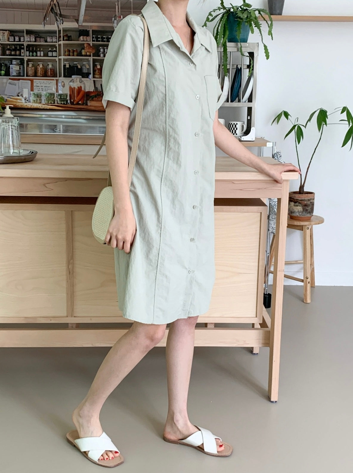 韓國丨COLLAR STRING DRESS