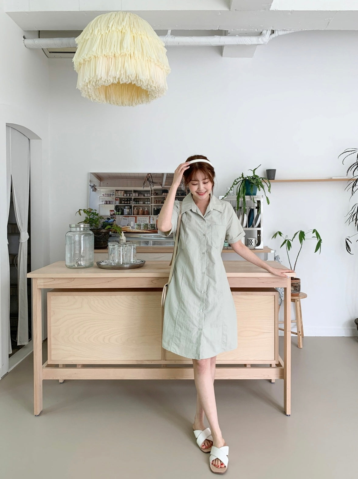 韓國丨COLLAR STRING DRESS