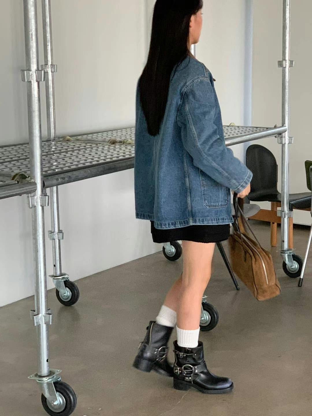 韓國丨燈芯絨拼領牛仔外套