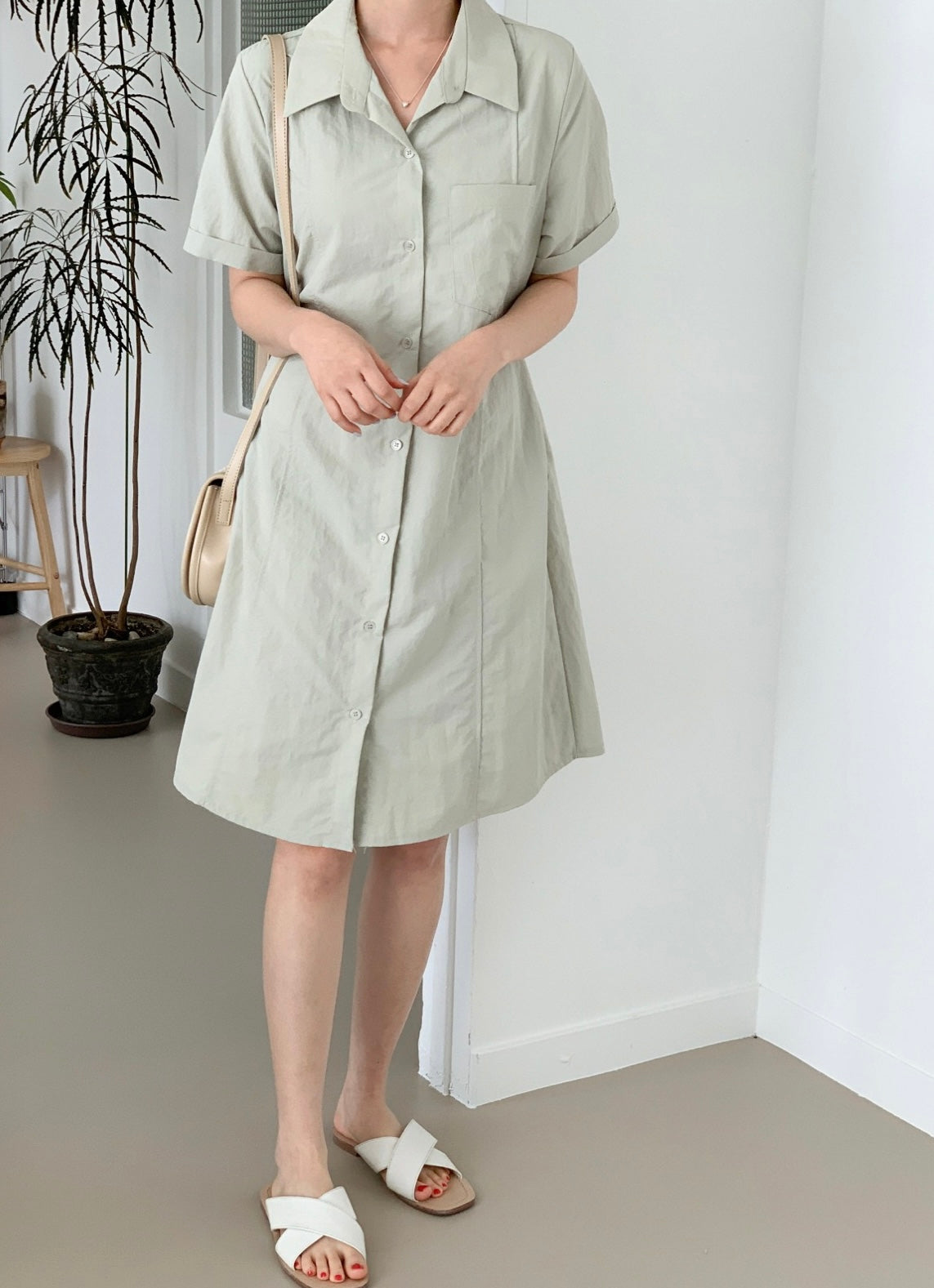 韓國丨COLLAR STRING DRESS