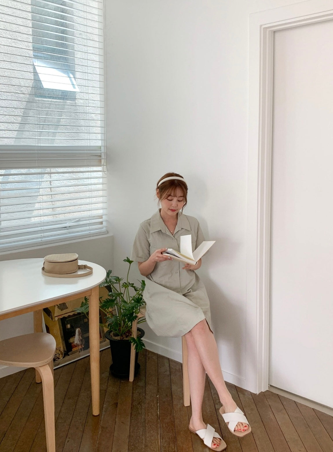 韓國丨COLLAR STRING DRESS