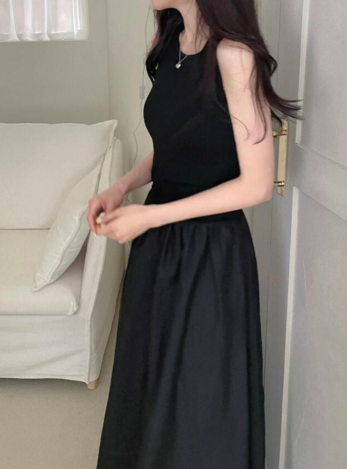 韓國丨分層百褶背心裙