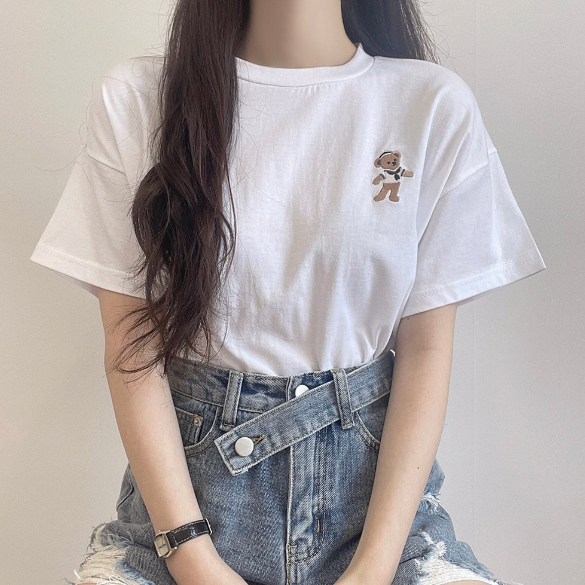 韓國丨短款小熊TEE
