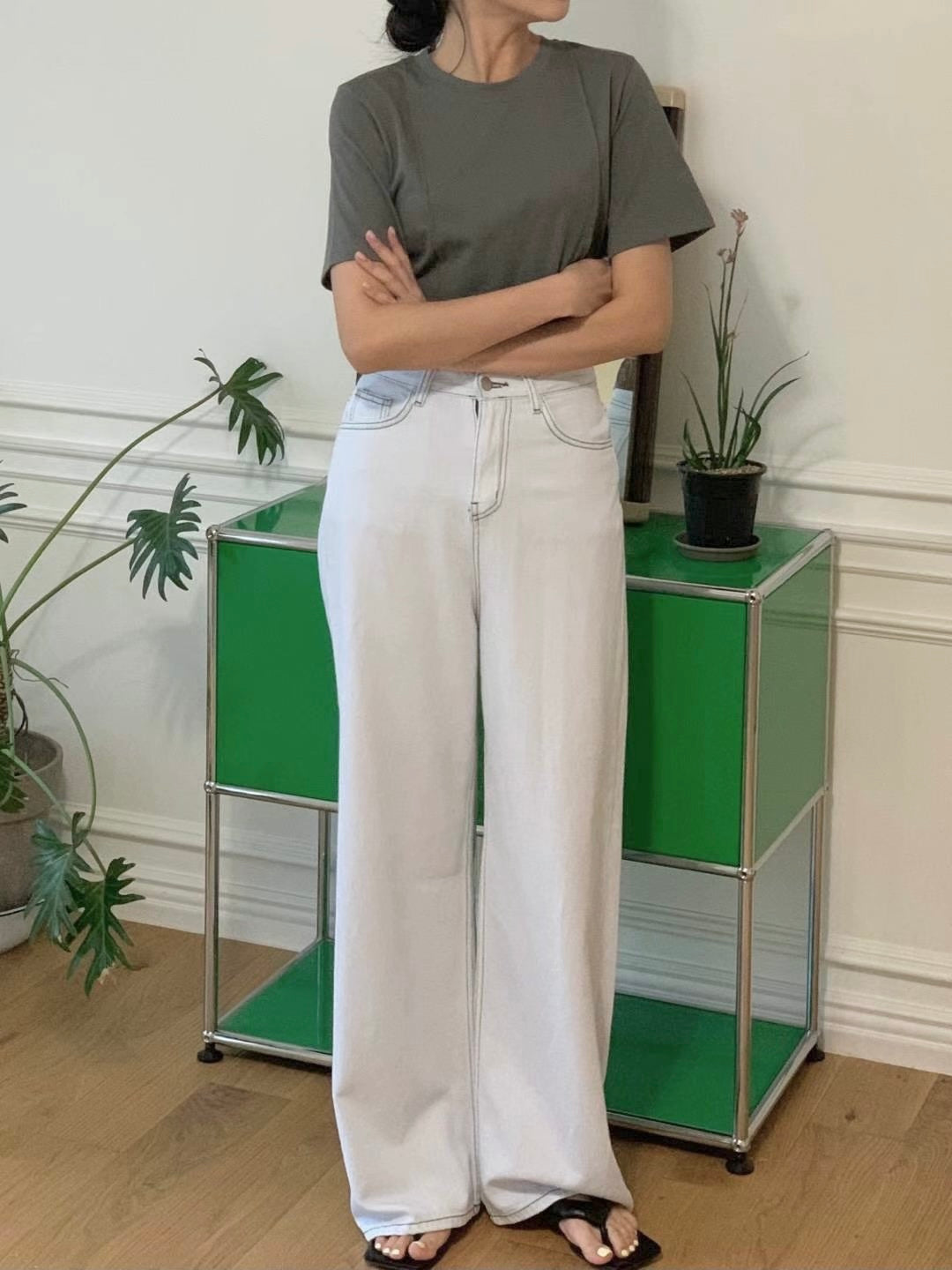 韓國丨純色直條紋TEE