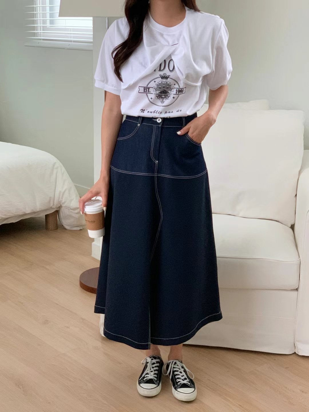 韓國丨明線前開叉牛仔SK