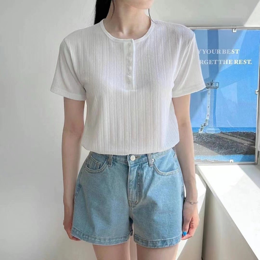 韓國丨半鈕直紋TEE