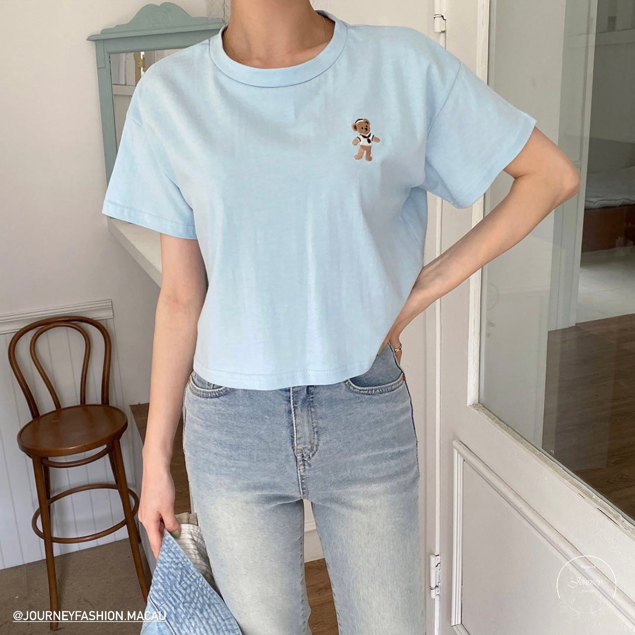 韓國丨短款小熊TEE