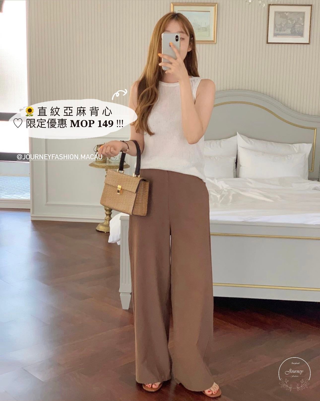 韓國丨直紋亞麻背心