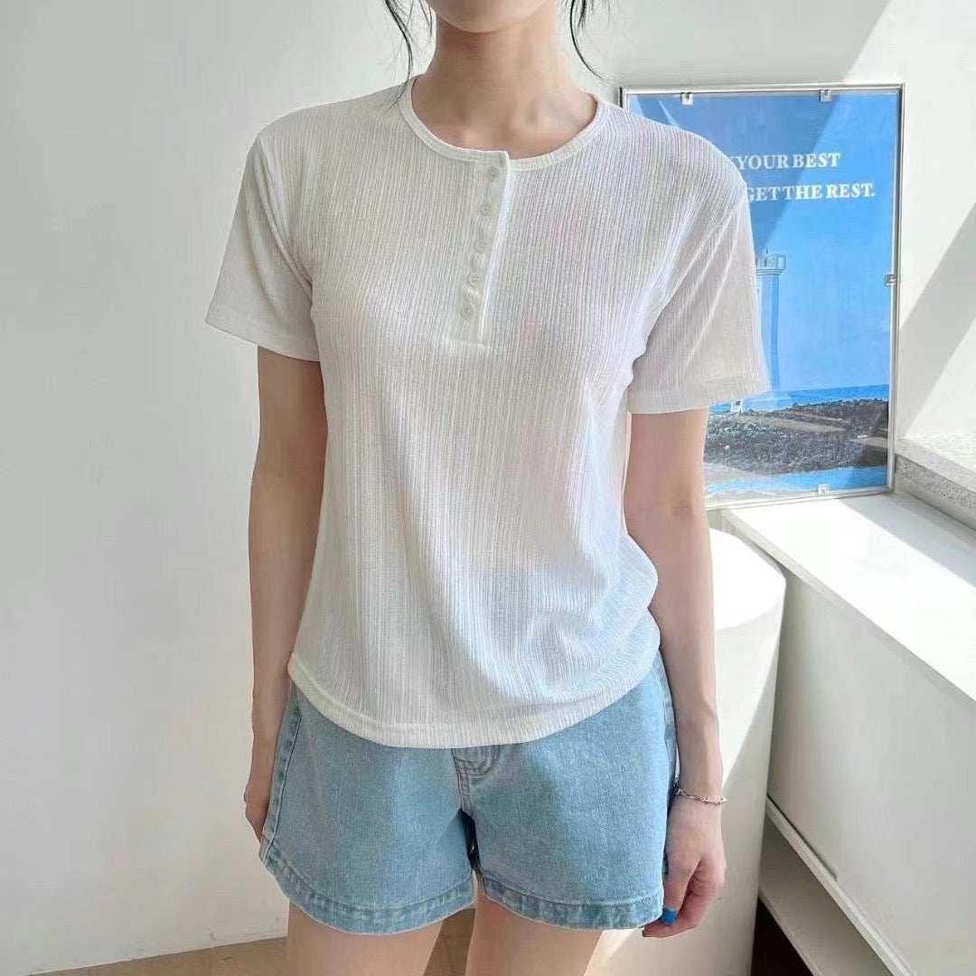 韓國丨半鈕直紋TEE