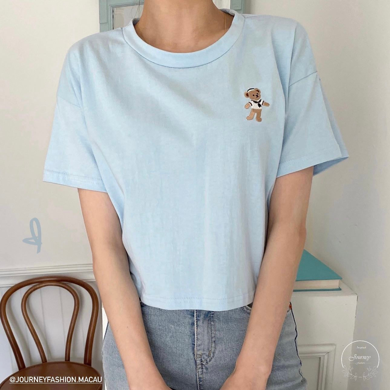 韓國丨短款小熊TEE