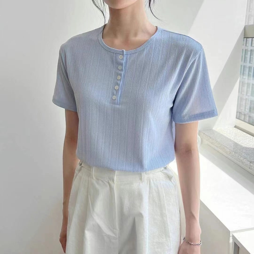 韓國丨半鈕直紋TEE