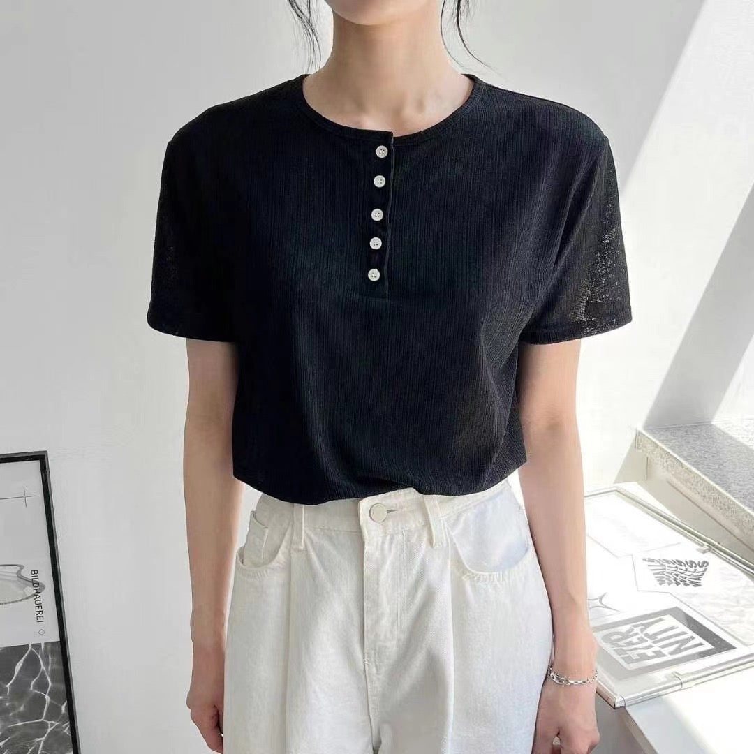韓國丨半鈕直紋TEE
