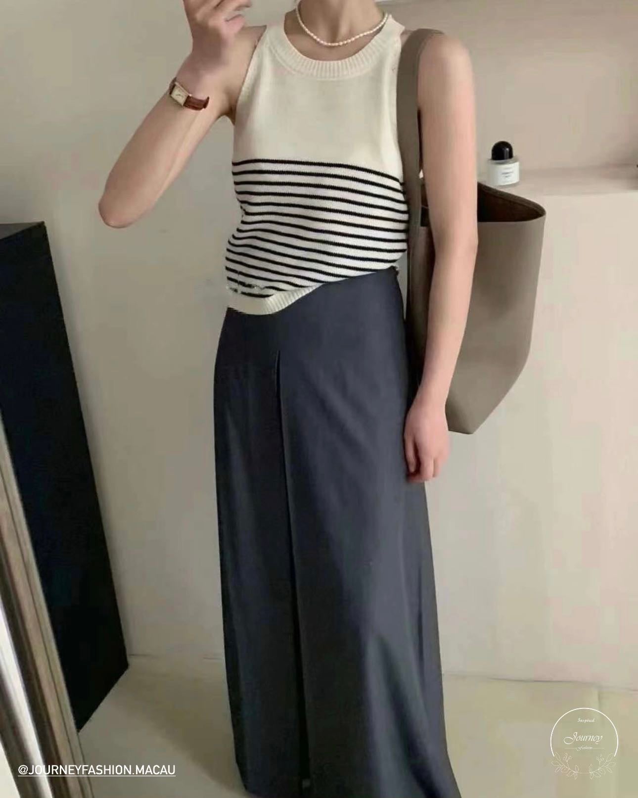 韓國丨薄款間紋掛頸背心