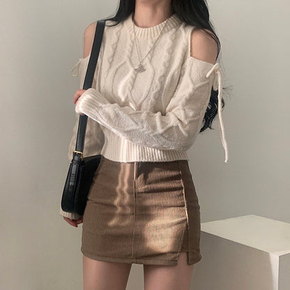 韓國丨短款露肩綁帶TOP