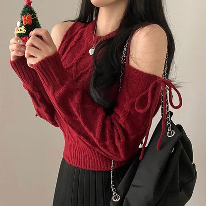 韓國丨短款露肩綁帶TOP