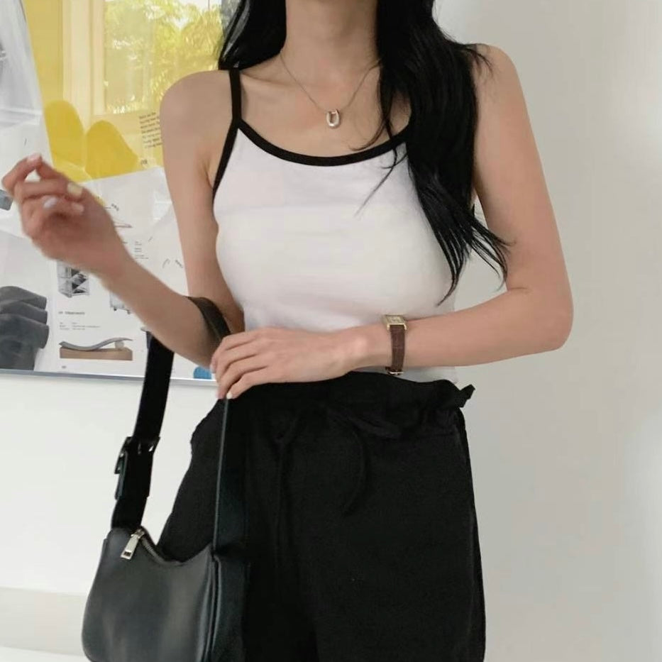 韓國丨撞色邊吊帶背心