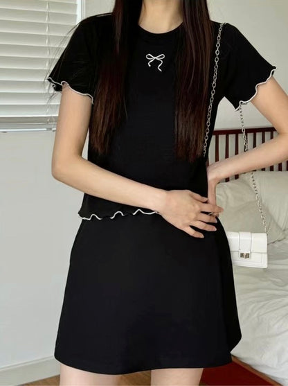 韓國丨蝴蝶結木耳邊TEE
