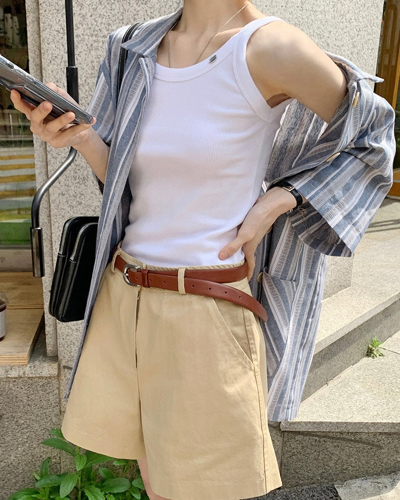 韓國丨寬鬆間紋襯衫